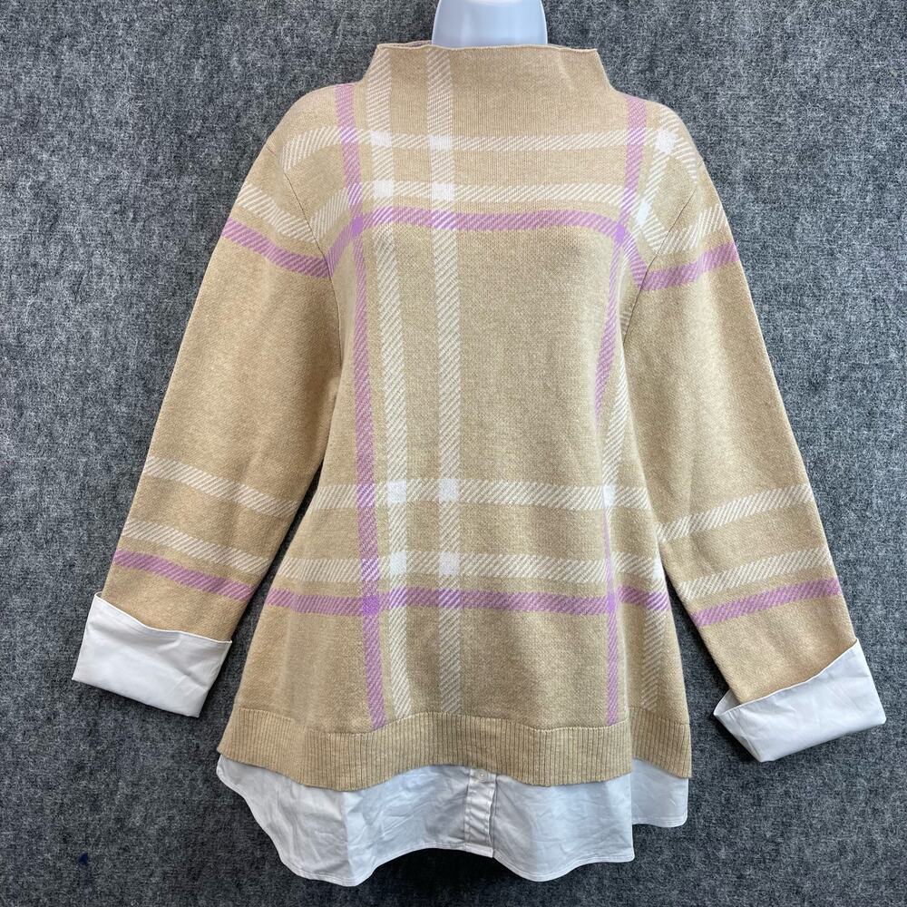 ISAAC MIZRAHI LIVE Plaid Blouse Women Size XL